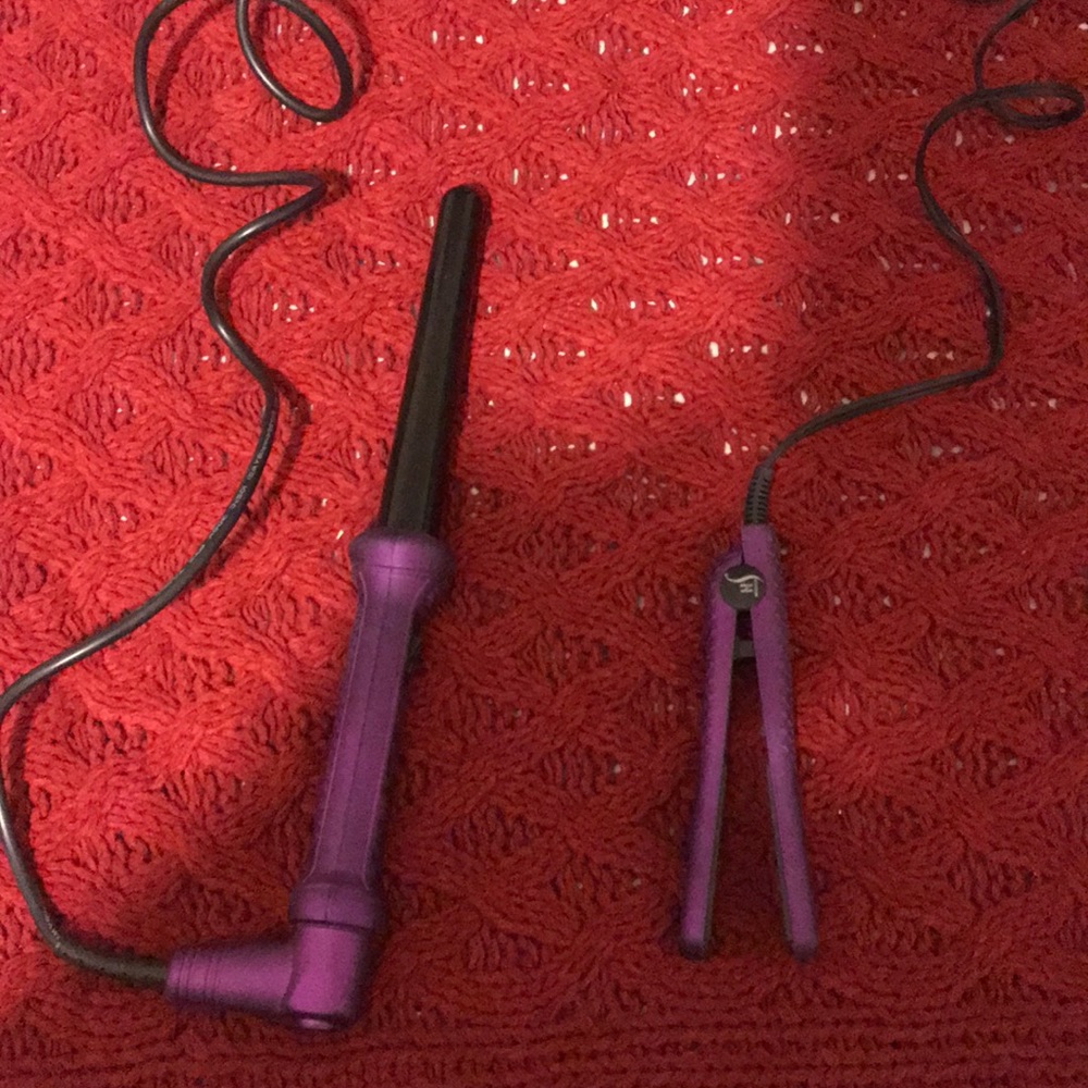 Hair wand and mini straightener + glove